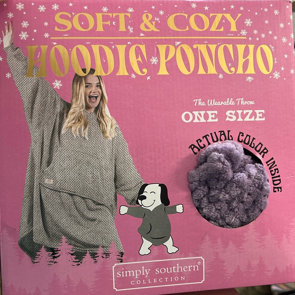 Simply Southern Hoodie Poncho in pink